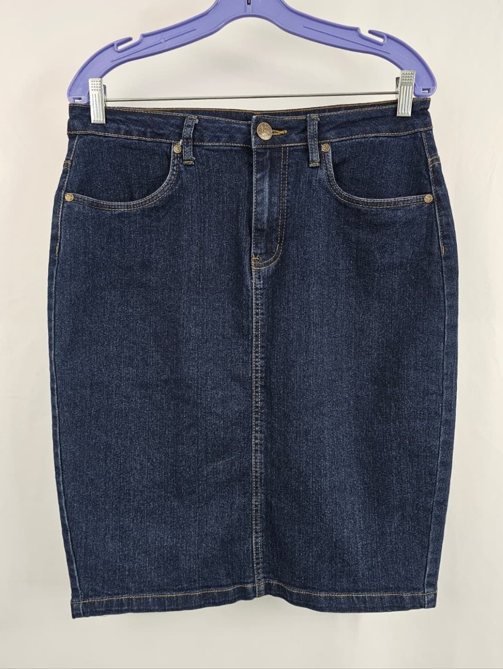 Lexi Dark Wash Denim Midi Jean Skirt, Sz 12